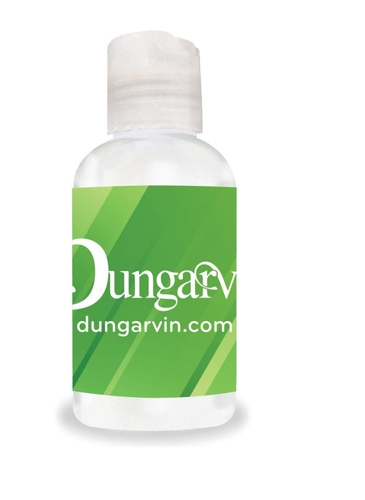 Hand lotion packaging with green label and 'Dungavin' branding on a white background.
