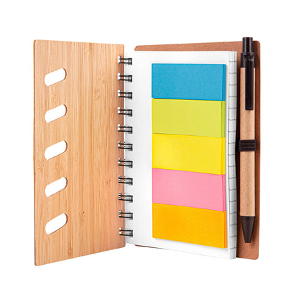 Bamboo Notebook with Pen & Sticky Notes