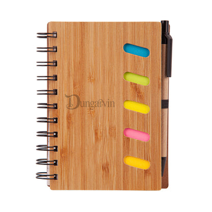 Bamboo Notebook with Pen & Sticky Notes